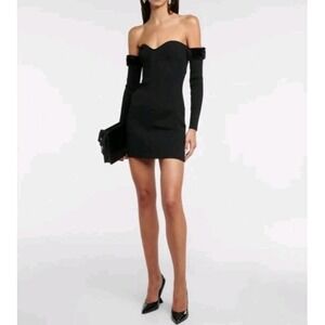 Staud Josee Strapless Mini Dress Off The Shoulder Faux Fur Accent